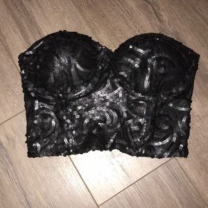 Black sequin crop top